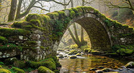 Old stone bridge over a stream in the English Lake District, UKの素材