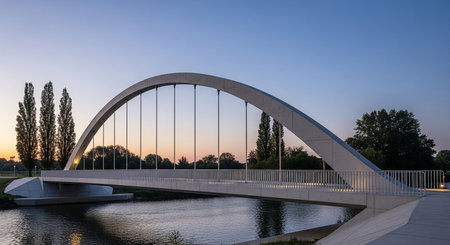 Sunset view of the bridge in Wroclaw, Poland.の素材