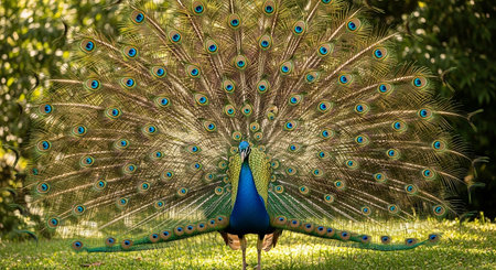 Peacock in the park. Portrait of a peacockの素材