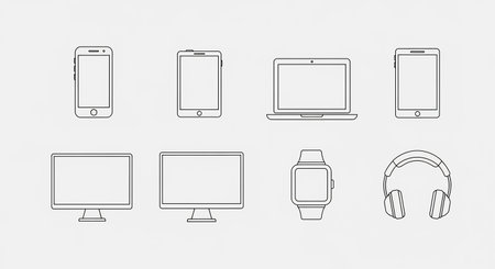 Smartphone and tablet icons set isolated on white background. Vector illustrationの素材
