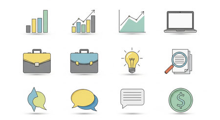 Business and finance icons set. Vector illustration. Flat design style.の素材