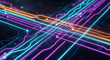 3d rendering of abstract technology background. Futuristic circuit board.の素材