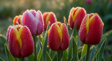 Tulips. Beautiful bouquet of tulips. colorful tulips. tulips in spring,colourful tulipの素材