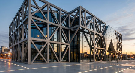 Modern architecture at sunset in Madrid, Spainの素材