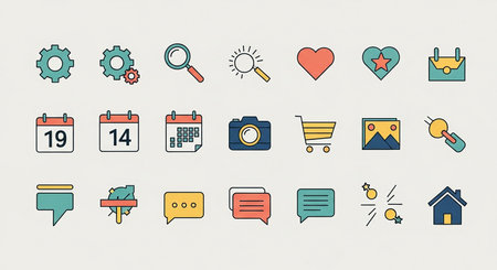 Flat line icons set for web and mobile apps. Vector illustrationの素材
