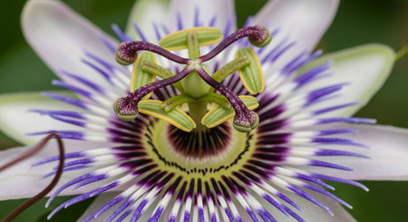 Close up of a passionflower, Passiflora caeruleaの素材