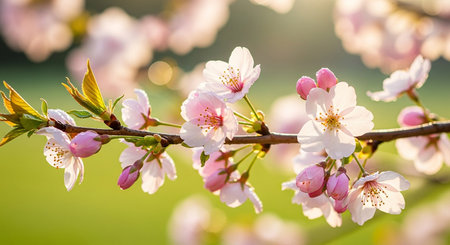 cherry blossom in spring time with soft focus and bokehの素材