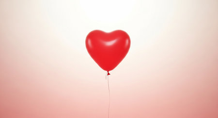 Red heart balloon on a red background. 3d render illustration.の素材