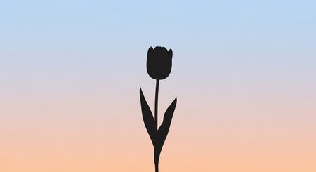 Tulip silhouette on gradient background. Vector illustration for your designの素材