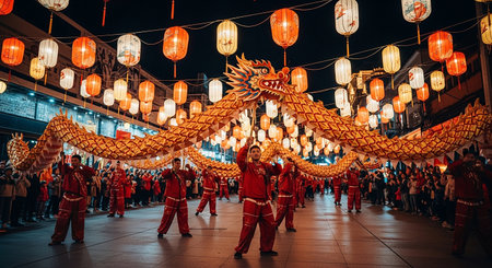 Chinese dragon parade in Hanoi, Vietnamの素材
