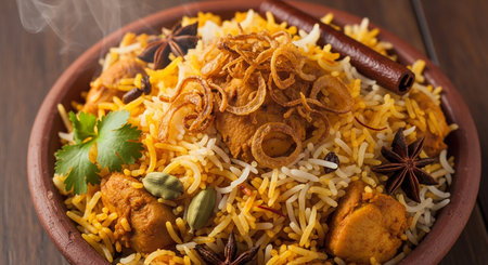 Pilaf or pilaf with chicken and spices. Traditional Indian cuisine.の素材