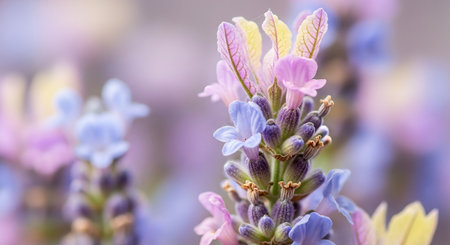Lavender flowers in the garden. Soft focus, shallow DOF.の素材