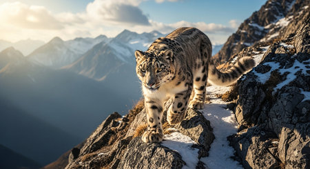 Snow leopard (Panthera uncia) in Himalaya mountains, Nepalの素材