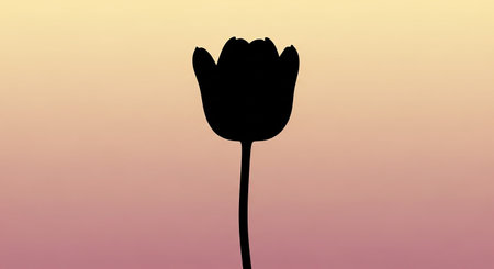Silhouette of a tulip on a background of the sunsetの素材