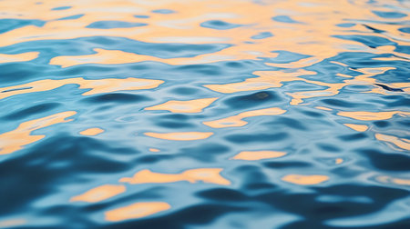 Water surface with sun reflection. Abstract background and texture for design.の素材