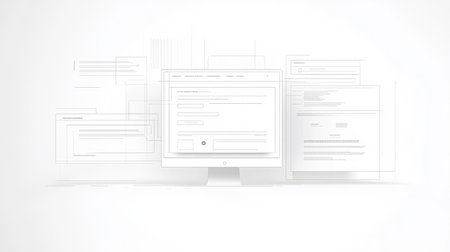 computer desktop with responsive web design on white background. Vector illustration.の素材