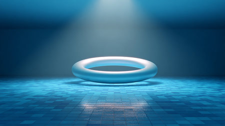 3d rendering of a swimming pool with a ring in the middleの素材