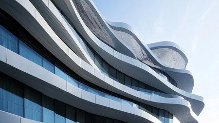 Modern architecture, detail of the facade of a modern office building.の素材