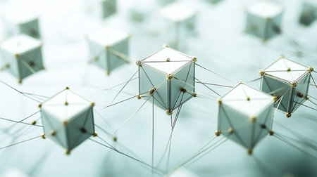 Abstract 3d rendering of network connection structure. Futuristic background.の素材