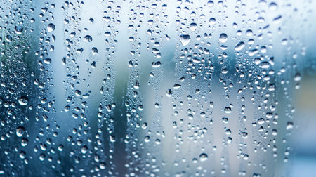 Water drops on a window glass in rainy day, shallow depth of fieldの素材
