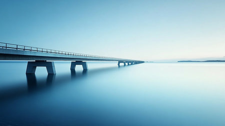 Bridge over the sea in the morning, long exposure. 3d renderingの素材