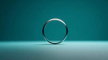 Metal ring on a blue background. 3d rendering, 3d illustration.の素材
