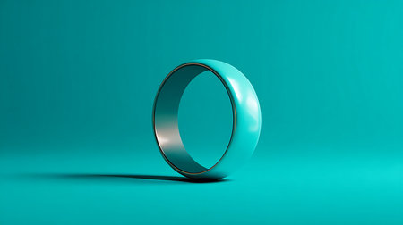 Turquoise ring on a turquoise background. 3d renderingの素材
