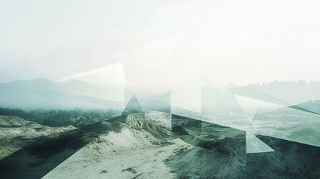 Fantasy landscape with road and mountains. 3d rendering double exposureの素材