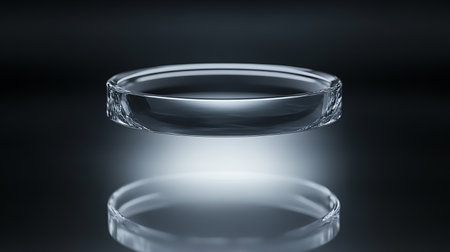Empty Petri dish on black background. 3d rendering. Mock upの素材