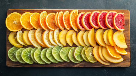 Variety of citrus fruits including lemons, lines, grapefruits and oranges.の素材