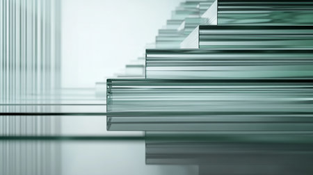 3d rendering of glass stairs in a modern office. Abstract backgroundの素材