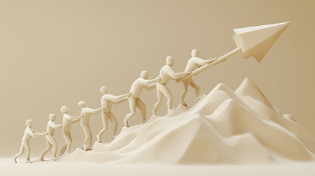 Teamwork concept with paper plane and people. 3D illustration.の素材