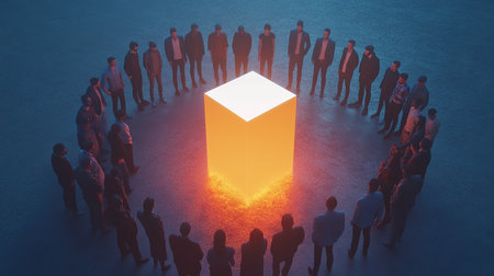 Business People Standing in a Shape of a Cube. 3d Renderingの素材