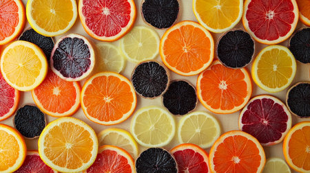 Variety of citrus fruit including lemons, lines, grapefruits and oranges.の素材