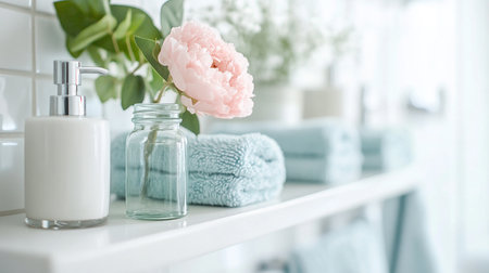 Close up of a girl's ear with a flower in her hairの素材