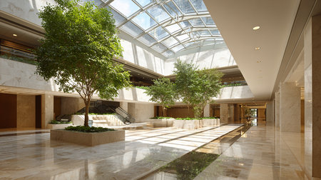 Interior of the lobby of a modern office building. Nobody insideの素材