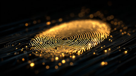Fingerprint. Fingerprint scan provides security access with biometrics identification. 3d renderingの素材