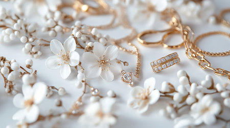 Wedding accessories on a white background. Bridal jewelry.の素材