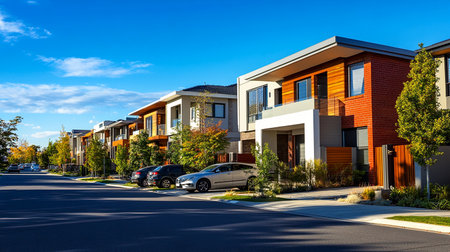 Modern townhouses in the suburbs of Toronto, Ontario, Canada.の素材