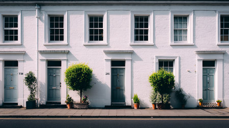 Exterior view of a typical English house.の素材