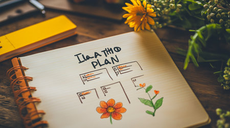 I am a brand brand owner concept with notepad on wooden deskの素材