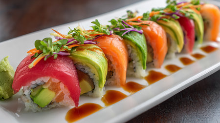 Salmon sushi roll japanese food style - selective focus pointの素材