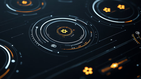 Futuristic HUD interface. Abstract technology concept. 3D Renderingの素材