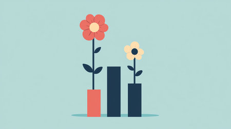 Flower in a vase. Flat design. Vector illustration.の素材