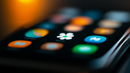 Closeup of a remote control with different colored buttons. Selective focus.の素材