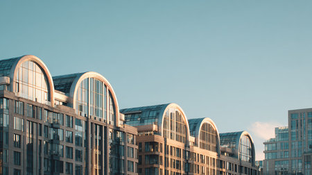 Modern office buildings in the city. Architectural background. Toned.の素材