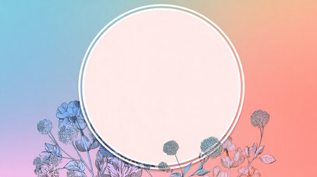 Floral frame on pastel background with place for your text.の素材