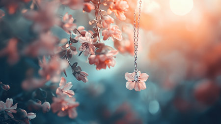 Beautiful spring blossom background with pink cherry flowers. Vintage tonedの素材