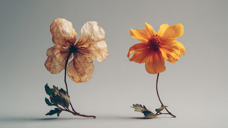 Dried flowers on a gray background. Dry flowers with copy spaceの素材