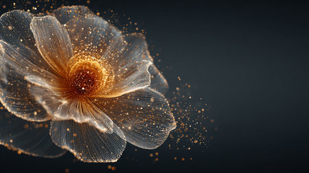 Beautiful flower on dark background. 3d rendering, 3d illustration.の素材
